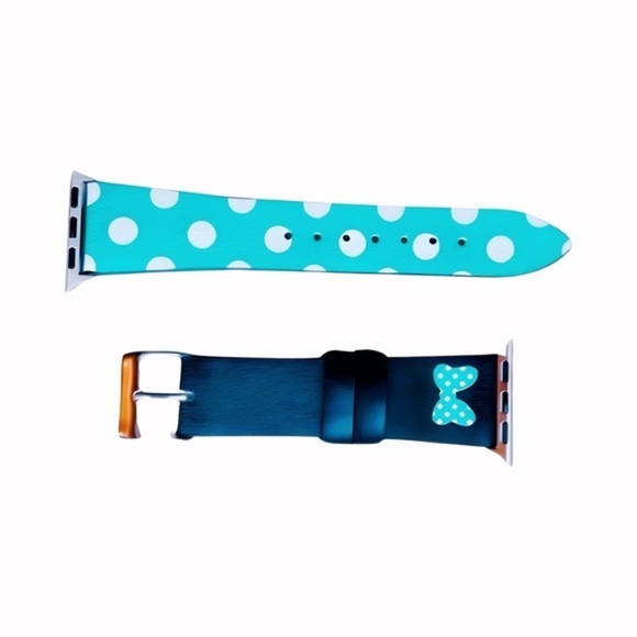 Turquoise Polka Dot Leather Band for Apple Watch Series 5/4/3/2/1 38/40mm‎ - Picture 3 of 5